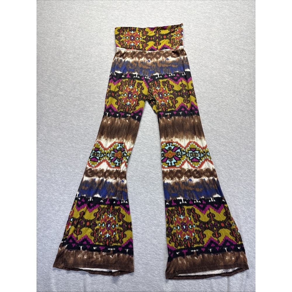 Young At Heart Womens XS Multi Aztec Pattern Wide Leg Pant